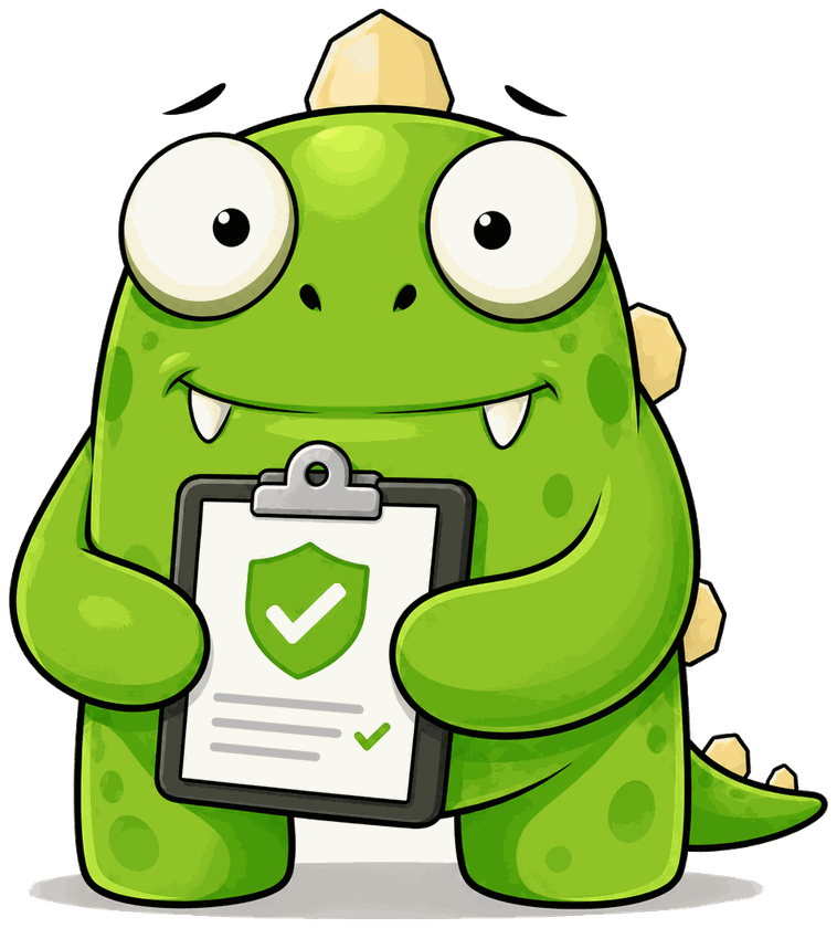 InsuranceMonster mascot with a checklist
