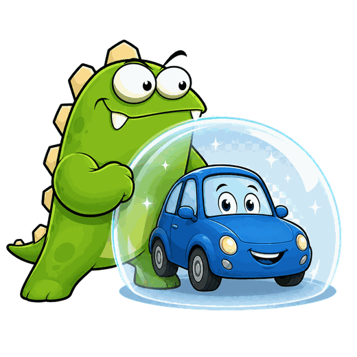 Monster protecting a car